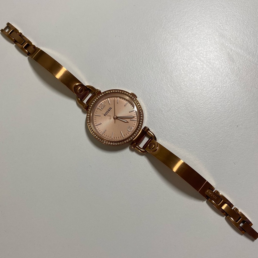 Rose Gold Tone Classic Minute Women’s Fossil Watch Stainless Steel Dainty BQ3163